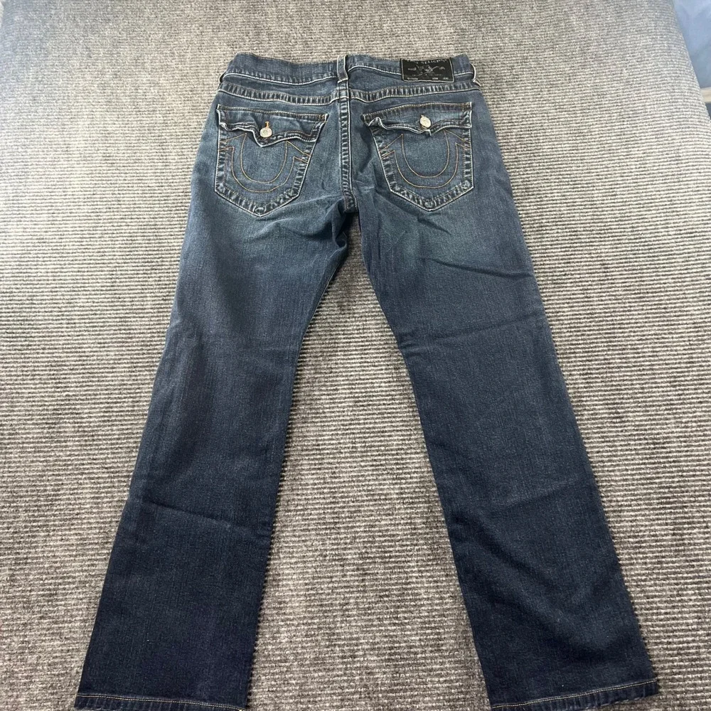 True Religion Ricky Relaxed Straight Jeans Mens 34x30 Dark Wash Blue Denim Pants